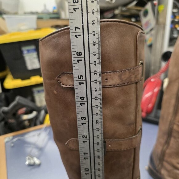 Vince Camuto Womens Fivvy Boots Sz 7B Tall Brown Leather Distress Rustic Biker - Picture 4 of 7